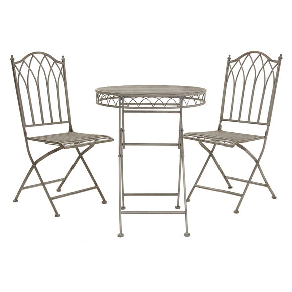 Foldable 2 Seater Wrought Iron Grey Bistro Set