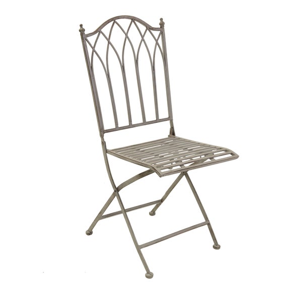 Foldable 2 Seater Wrought Iron Grey Bistro Set