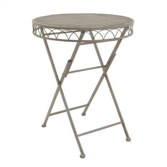 Foldable 2 Seater Wrought Iron Grey Bistro Set