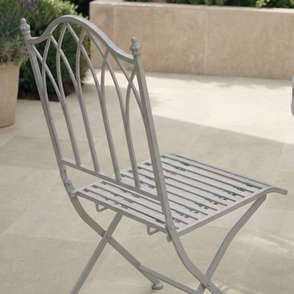 Foldable 2 Seater Wrought Iron Grey Bistro Set
