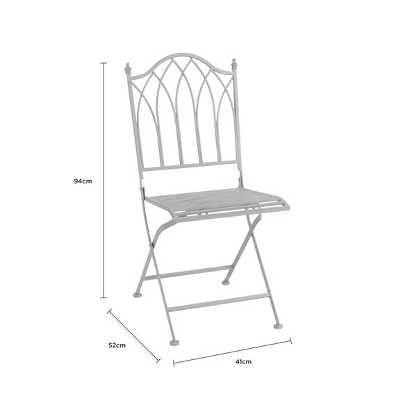 Foldable 2 Seater Wrought Iron Grey Bistro Set