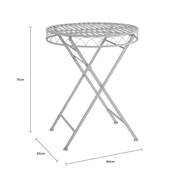 Foldable 2 Seater Wrought Iron Grey Bistro Set