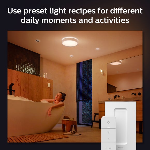 Philips HUE Devere Medium Smart LED Bathroom Flush Ceiling Light