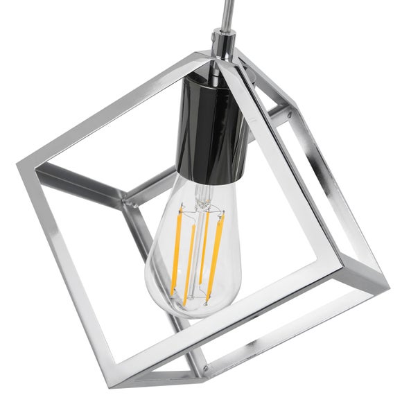 Alessio Nickel Metal Cube 3 Light Diner Ceiling Light