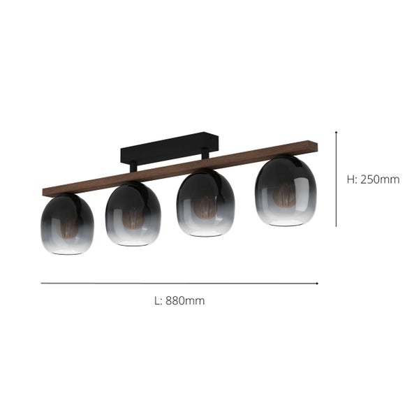 EGLO Filago Ombre Glass 3 Light Flush Ceiling Light