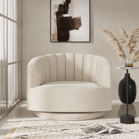 Elena Boucle Scalloped Swivel Chair