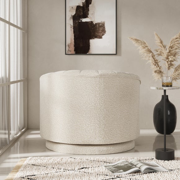 Elena Boucle Scalloped Swivel Chair