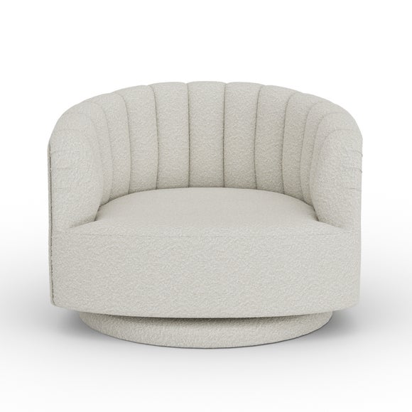 Elena Boucle Scalloped Swivel Chair