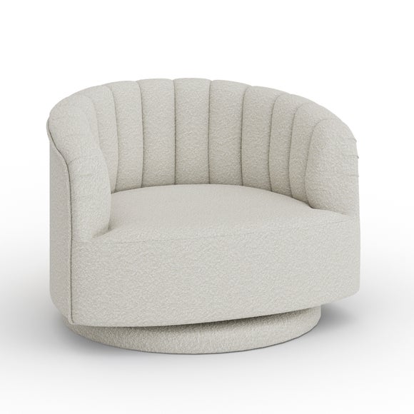Elena Boucle Scalloped Swivel Chair