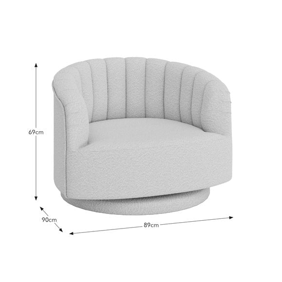Elena Boucle Scalloped Swivel Chair