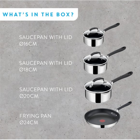 Jamie Oliver by Tefal Quick & Easy Stainless Steel 4 Piece Pan Set