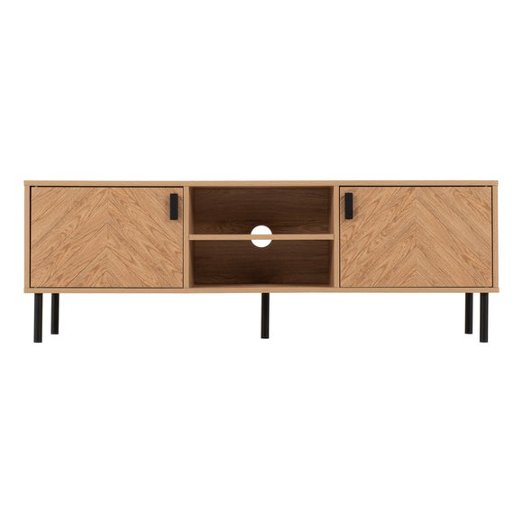 Leon 2 Door TV Unit Stand for TVs up to 65", Oak Effect