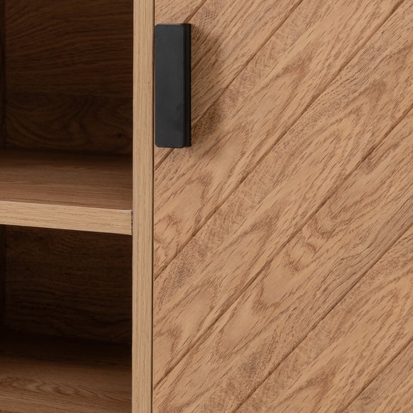 Leon 2 Door TV Unit Stand for TVs up to 65", Oak Effect