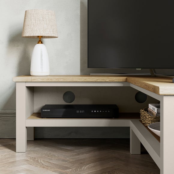 Olney Open Corner TV Unit for TVs up to 55", Stone