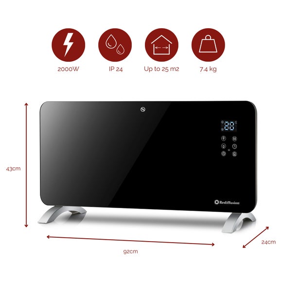 2000W Rediffusion Smart GlssPanel Heater