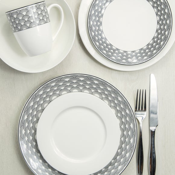 Maxwell & Williams Harlequin 16 Piece Dinner Set Grey