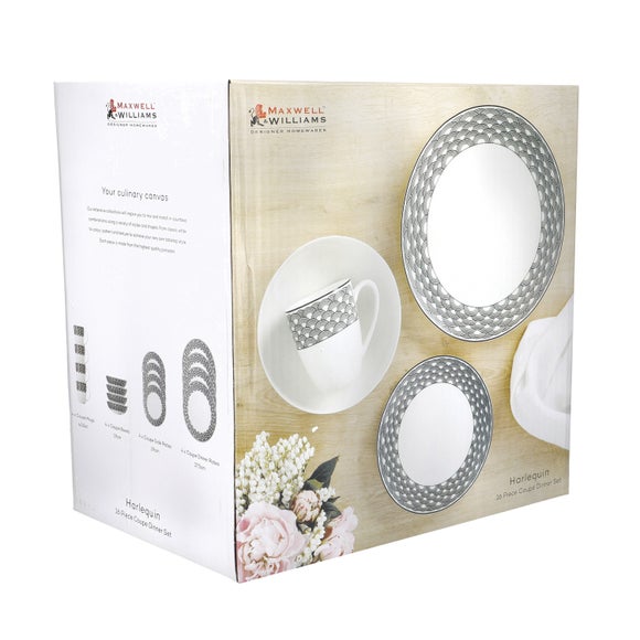 Maxwell & Williams Harlequin 16 Piece Dinner Set Grey