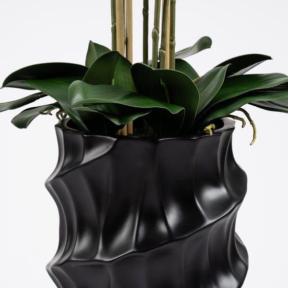 Artificial Real Touch Phalaenopsis Orchid in Stone Plant Pot