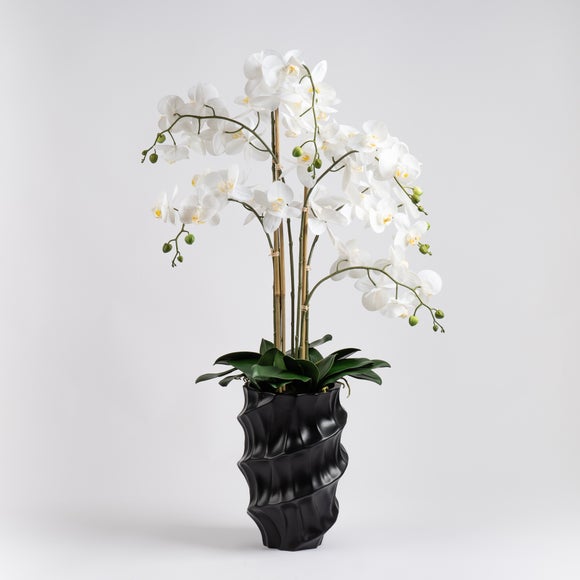 Artificial Real Touch Phalaenopsis Orchid in Stone Plant Pot