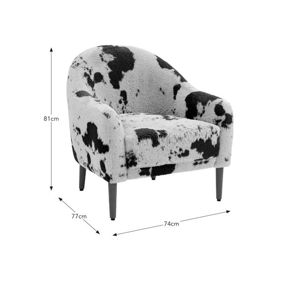 Kaspar Faux Cow Fur Tub Chair