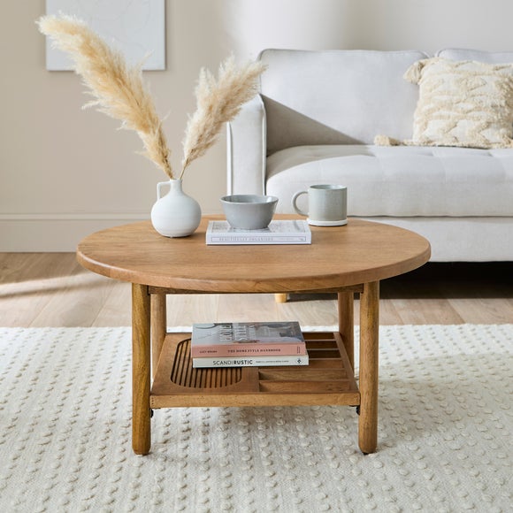 Khari Round Coffee Table, Midtone Mango Wood