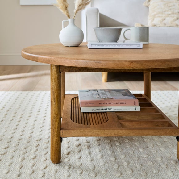 Khari Round Coffee Table, Midtone Mango Wood