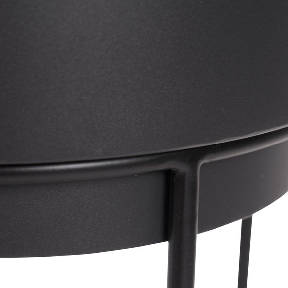 Set of 2 Round Graphite Metal Plant Stands