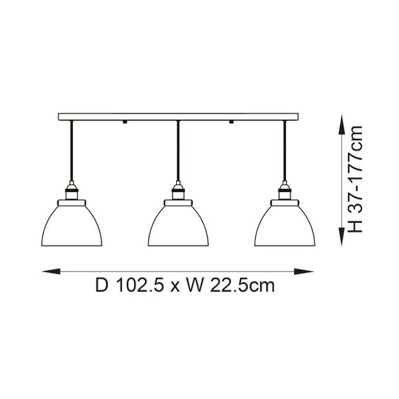 Vogue Tobermory Industrial 3 Light Adjustable Diner Light