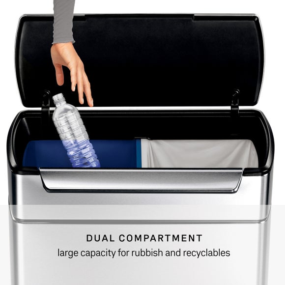 Simplehuman 2424L Stainless Steel Touch Bar Recycling Bin