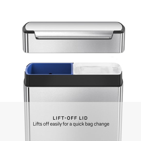 Simplehuman 2424L Stainless Steel Touch Bar Recycling Bin