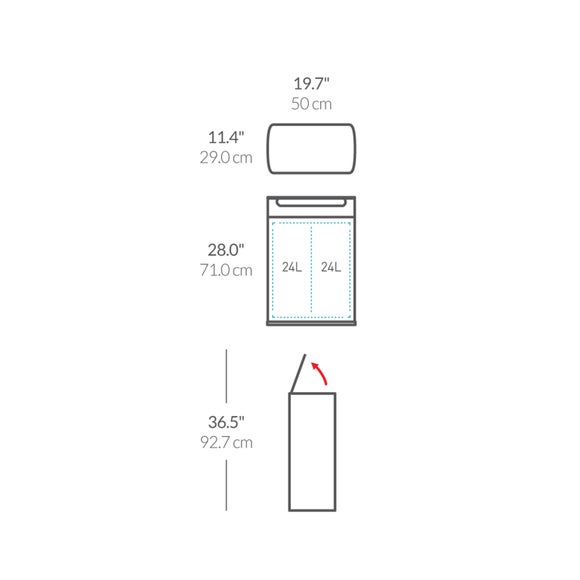 Simplehuman 2424L Stainless Steel Touch Bar Recycling Bin