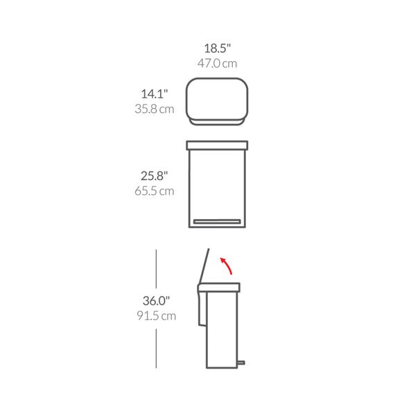Simplehuman 55L Stainless Steel Rectangular Bin, product image 16