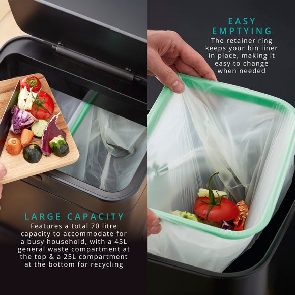 Swan 70L Dual Recycling Sensor Bin