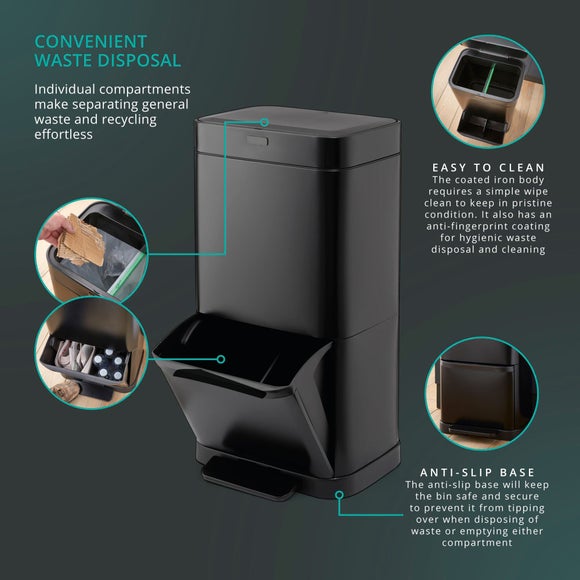 Swan 70L Dual Recycling Sensor Bin