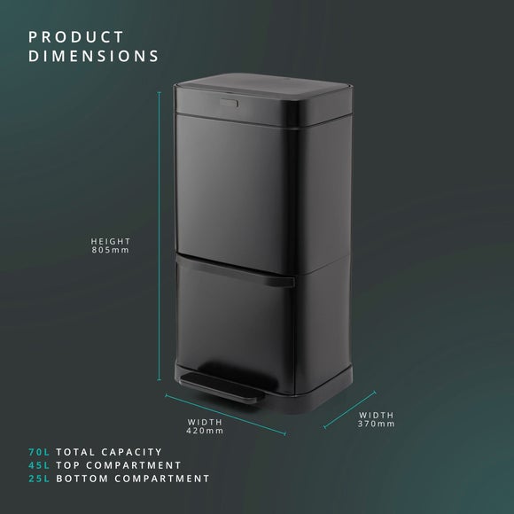 Swan 70L Dual Recycling Sensor Bin