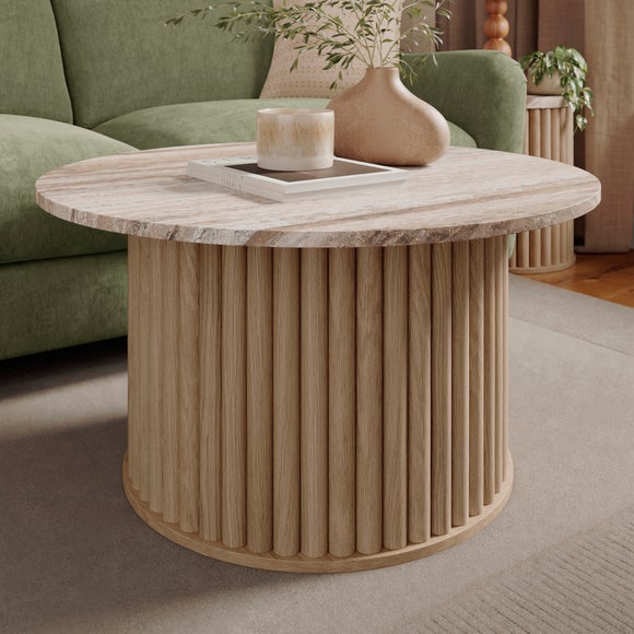 Lucin Travertine Effect Round Coffee Table