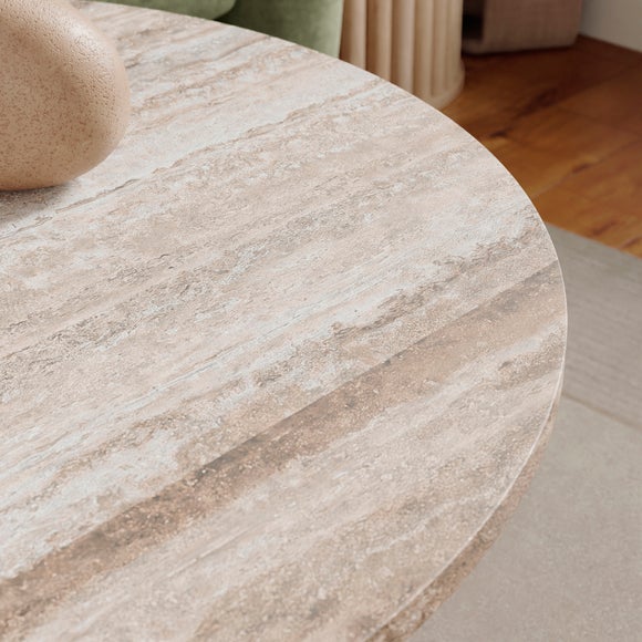 Lucin Travertine Effect Round Coffee Table
