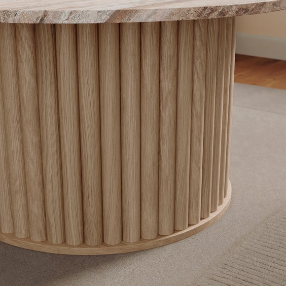 Lucin Travertine Effect Round Coffee Table