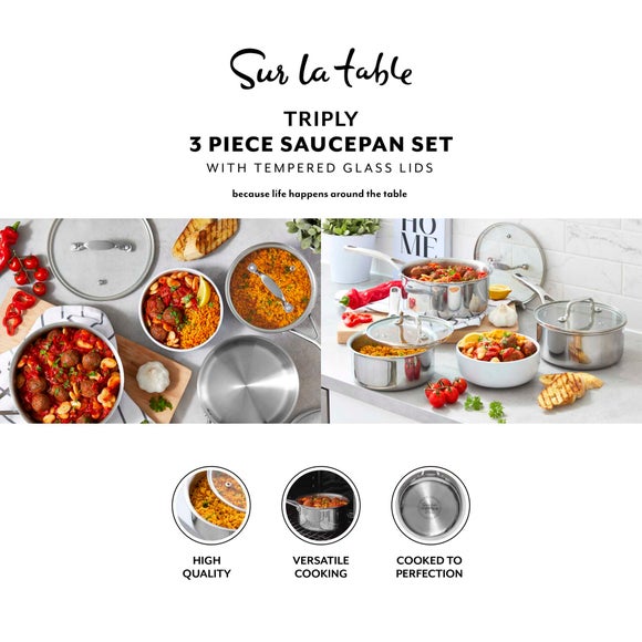 Sur La Table TriPly 3 Piece Saucepan Set