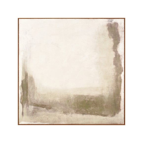 Green & Natural Abstract Square Hessian Framed Canvas