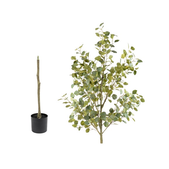 Artificial Eucalyptus Tree in Black Plastic Plant Pot