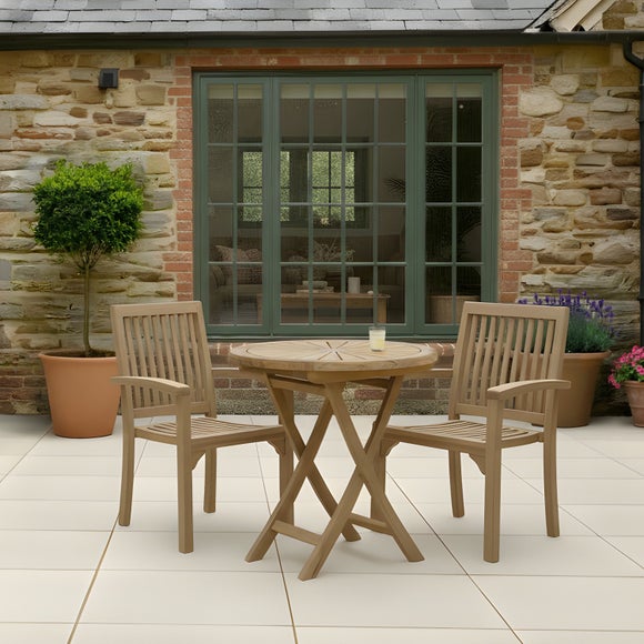 Return - Set of 2 Teak Stacking Chairs