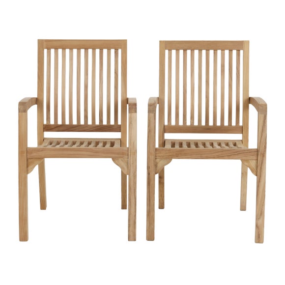 Return - Set of 2 Teak Stacking Chairs