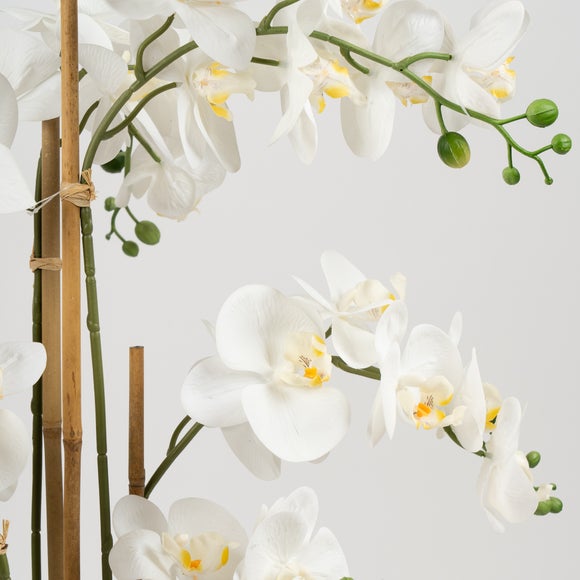 Artificial Oversized Orchid in Rustic Pot