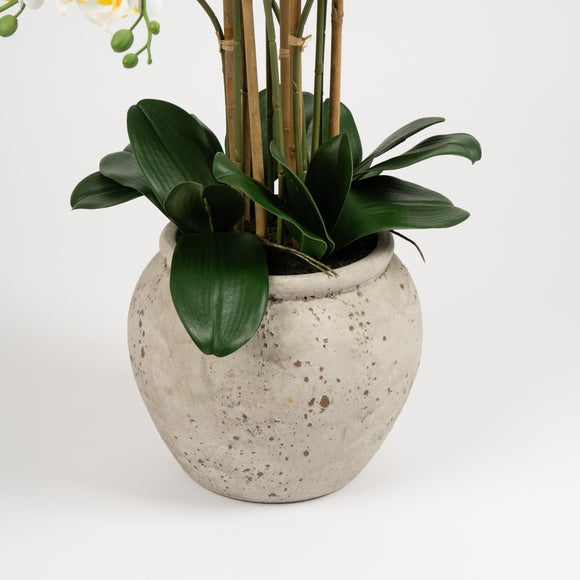 Artificial Oversized Orchid in Rustic Pot